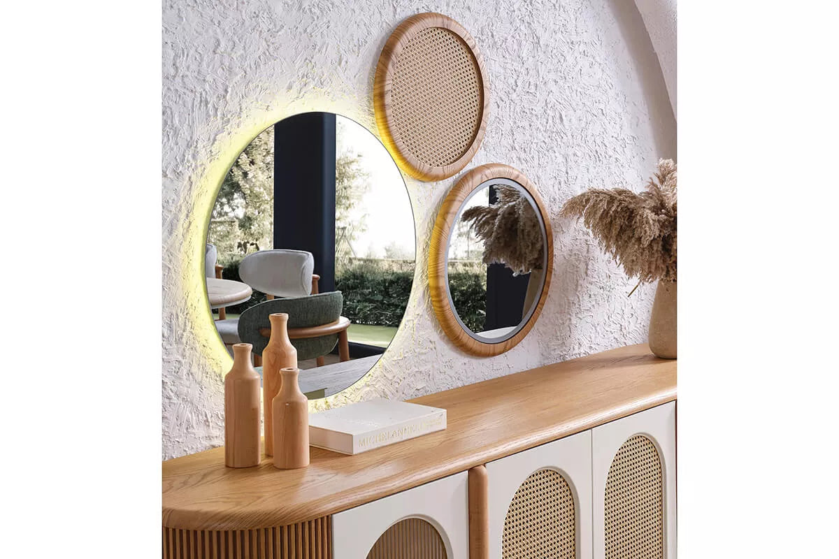 Begonvil Sideboard Mirrors (2pcs & Rattan Wall Unit)