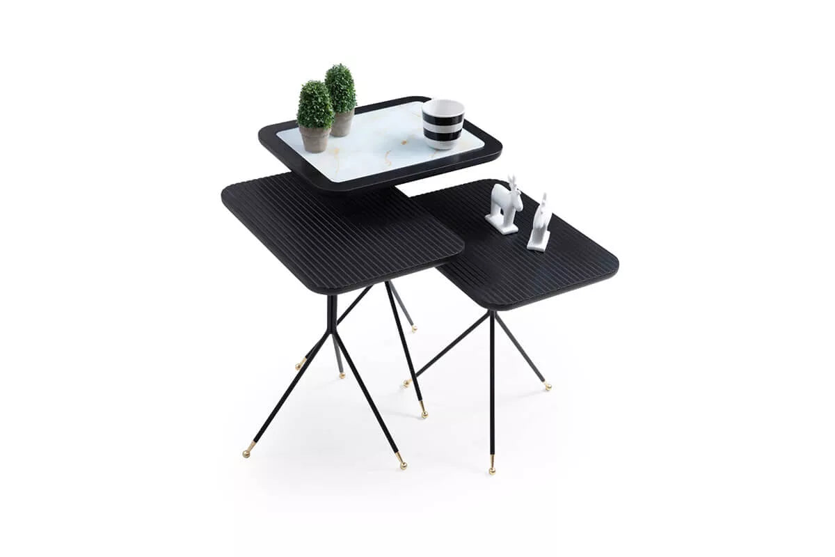 Diamond Nesting Table Black & White